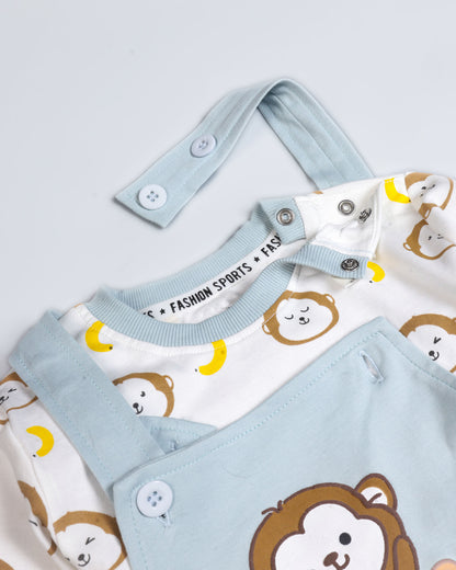 Monkey Banana Appliqued Dungaree Romper
