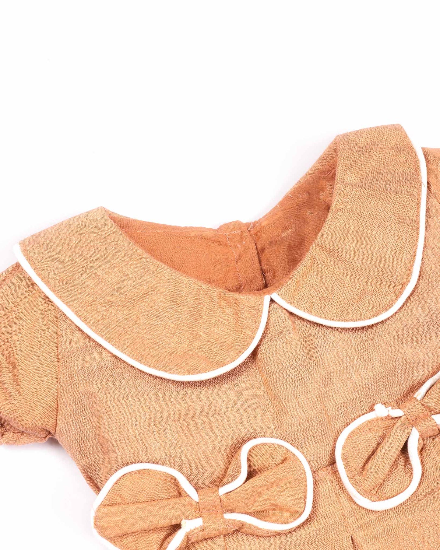Peter Pan Collar Casual Linen Dress with Bow Detail