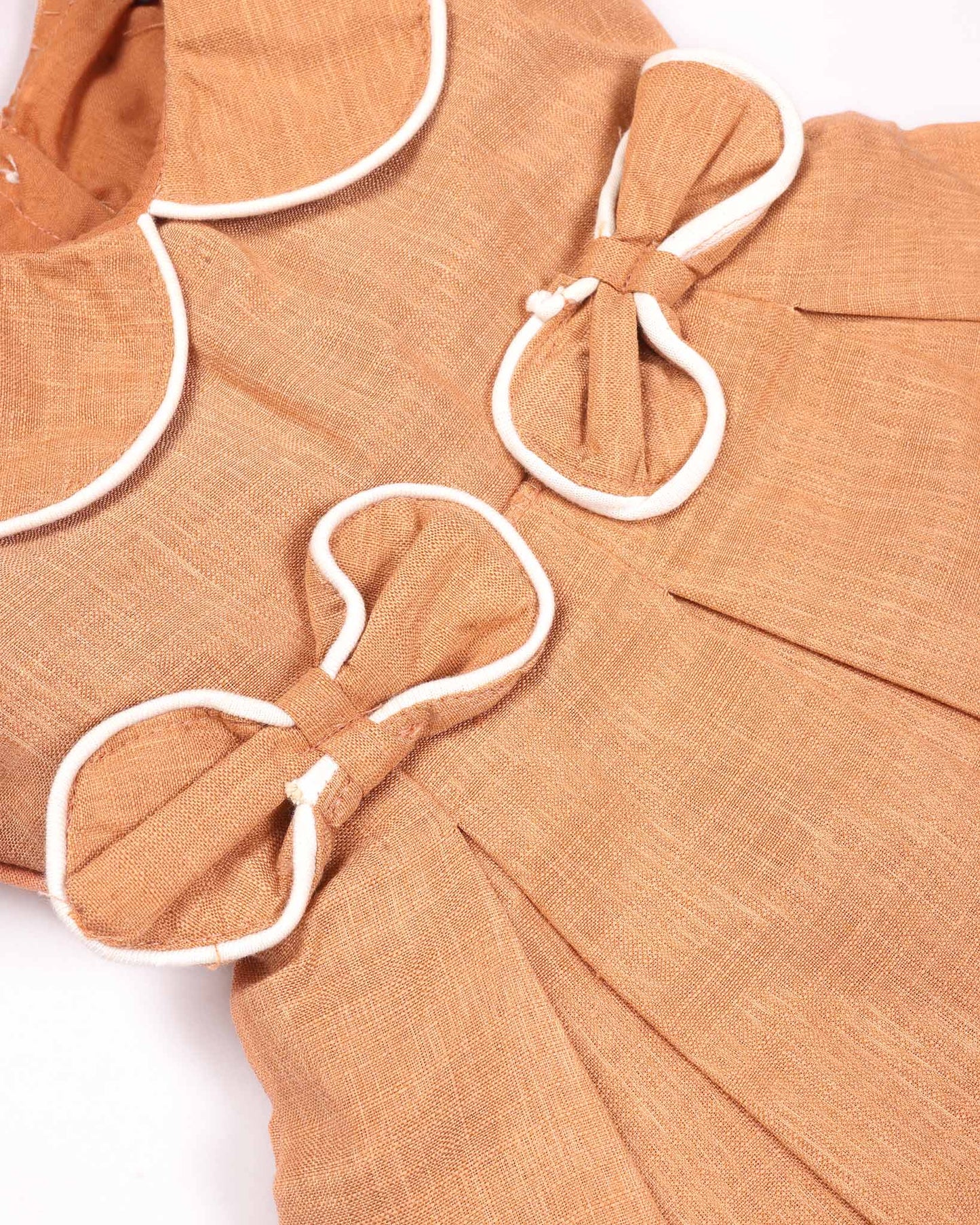 Peter Pan Collar Casual Linen Dress with Bow Detail