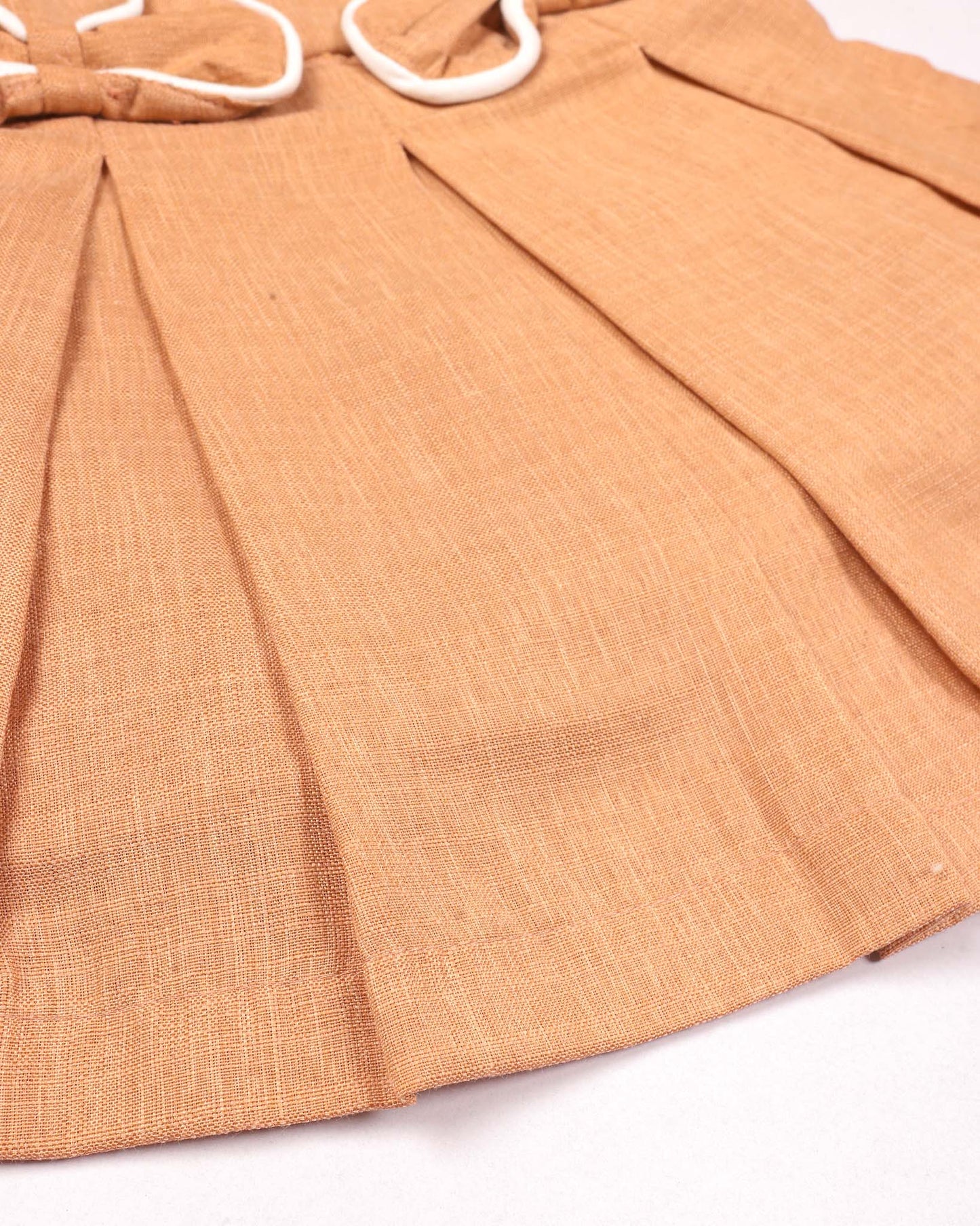 Peter Pan Collar Casual Linen Dress with Bow Detail