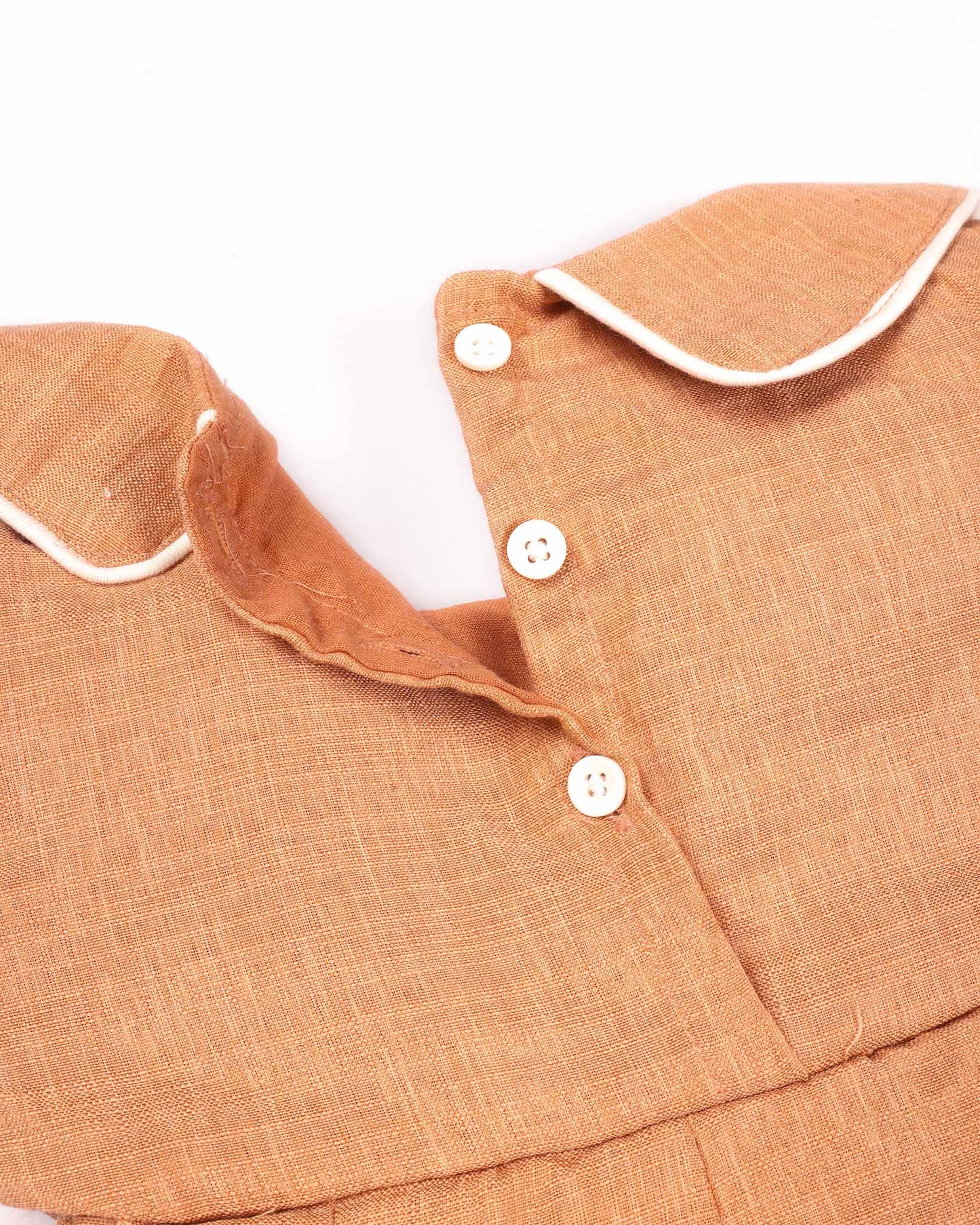 Peter Pan Collar Casual Linen Dress with Bow Detail