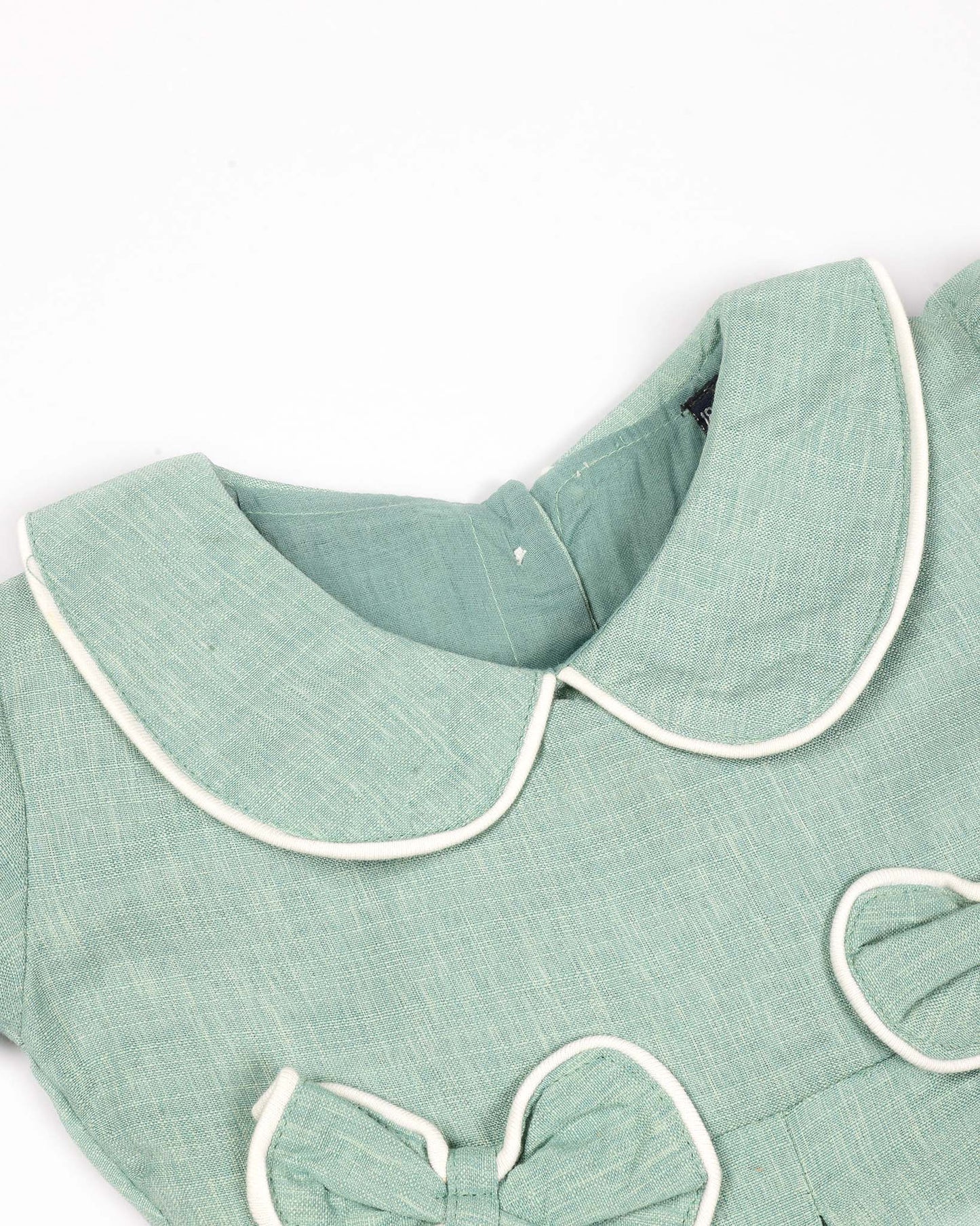 Peter Pan Collar Casual Linen Dress with Bow Detail