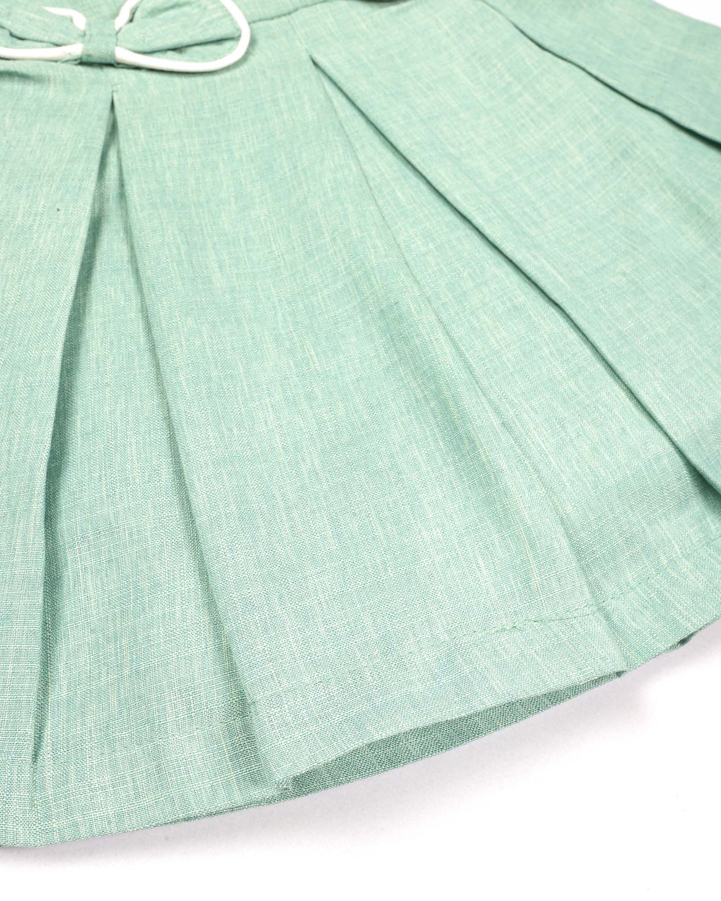 Peter Pan Collar Casual Linen Dress with Bow Detail