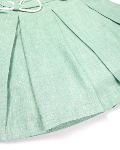 Peter Pan Collar Casual Linen Dress with Bow Detail