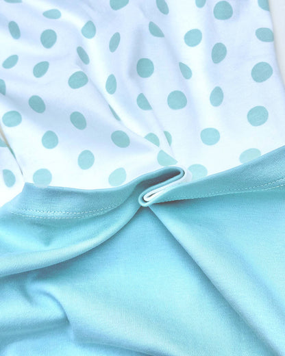 Knitted Frock with Applique Embroidery & Polka Dot Print