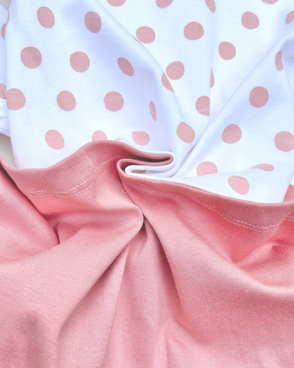 Knitted Frock with Applique Embroidery & Polka Dot Print
