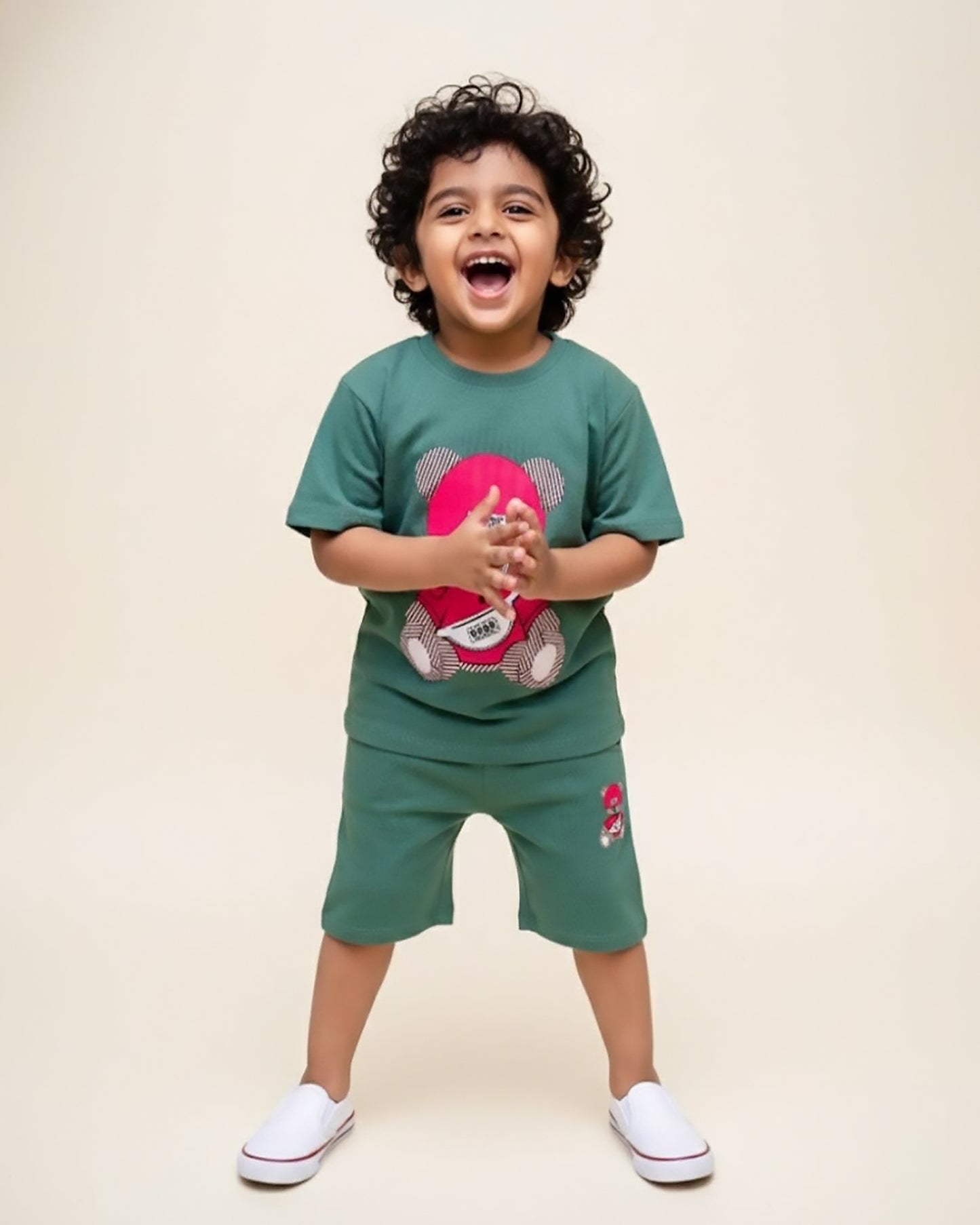 Cool Bear Printed T-Shirt & Shorts Co-ord Set