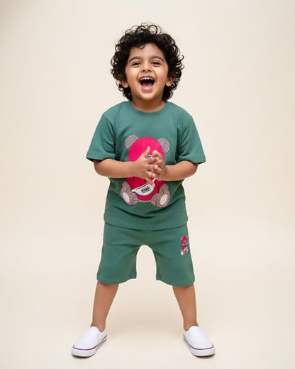 Cool Bear Printed T-Shirt & Shorts Co-ord Set