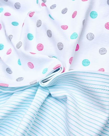 Knitted Frock with Applique Embroidery & Small Polka Dot Print