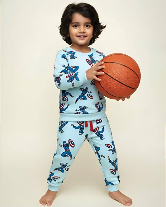 Captain America Marvel Printed Fleeced Co-Ord Set