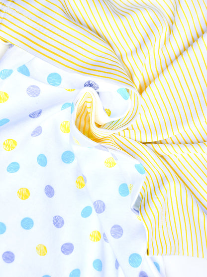 Knitted Frock with Applique Embroidery & Small Polka Dot Print