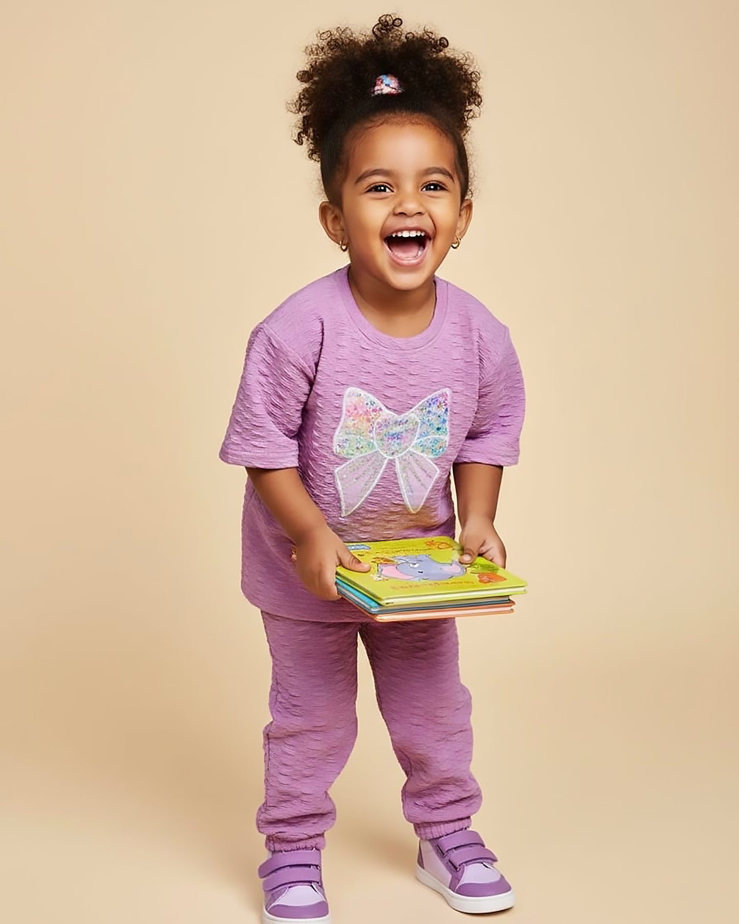 Smocking Texture T-shirt & Palazzo Pants Co-ord Set