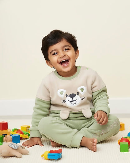Teddy Appliqued Full Fleeced Co-Ord Set