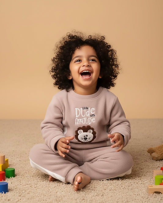 Little Dude Appliqued Soft Textured Co-Ord Set