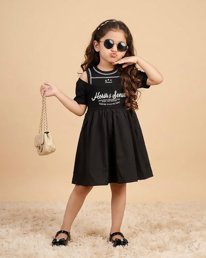 Designer Off-Shoulder Cotton Dress with Attached Tank Top