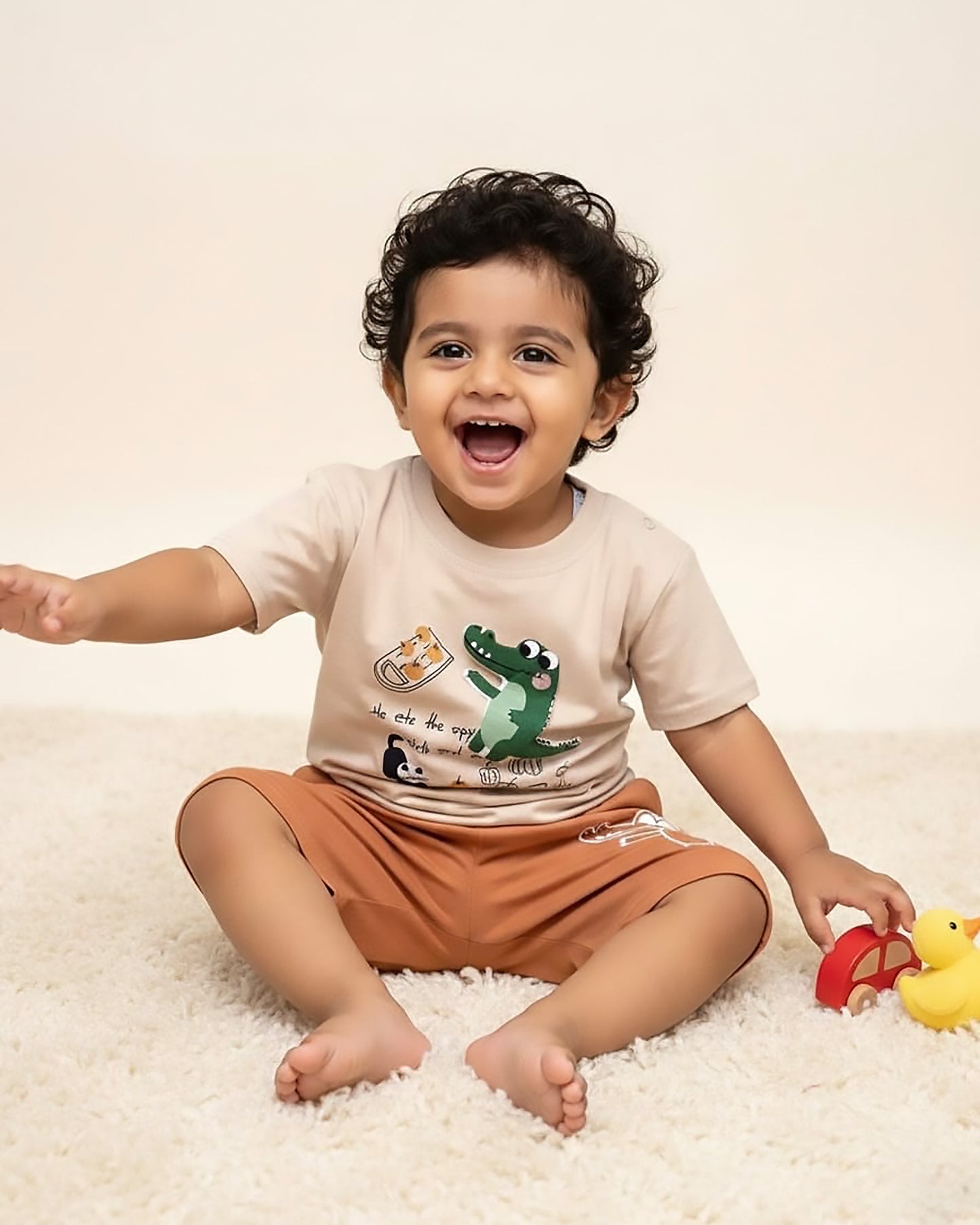 Croco Applique T-Shirt & Shorts Co-Ord Set
