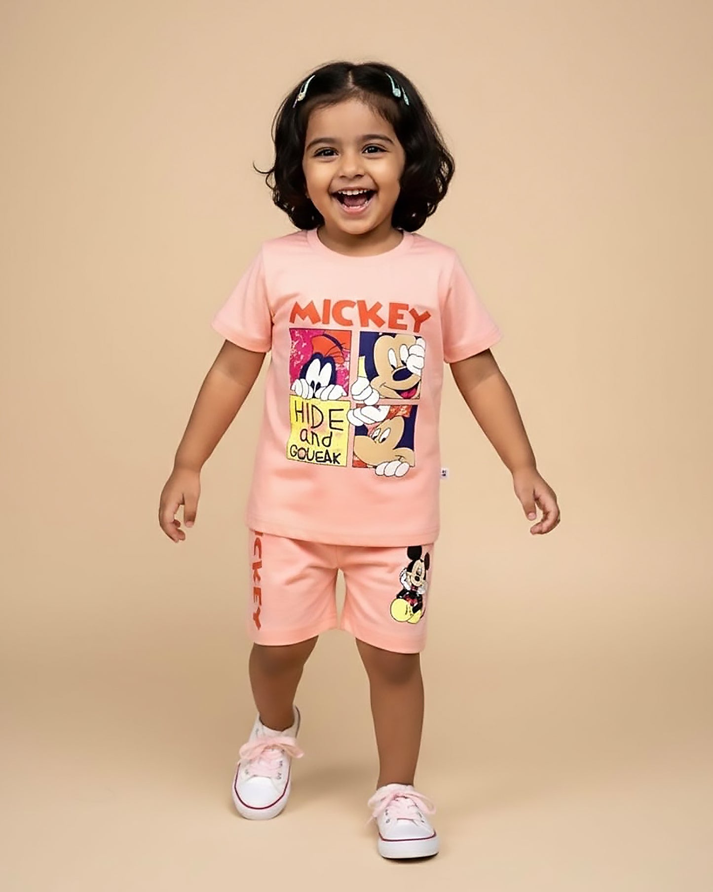 Micky Mouse Printed Shorts T-Shirt Co-Ord Set