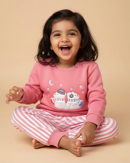 Bear Night Appliques Fleeced Co-ord Set