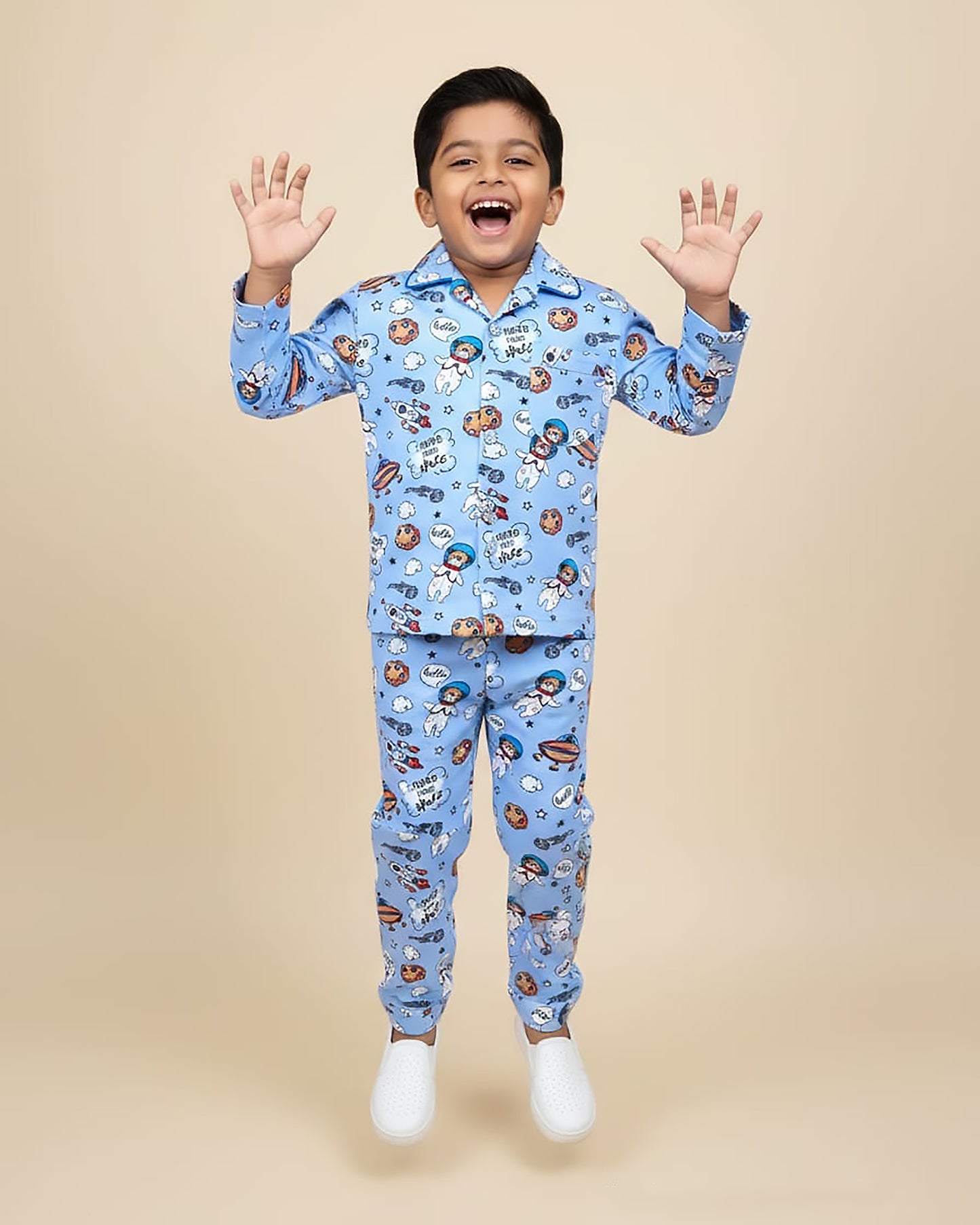 Printed Hosiery Night Suit Dog In Space