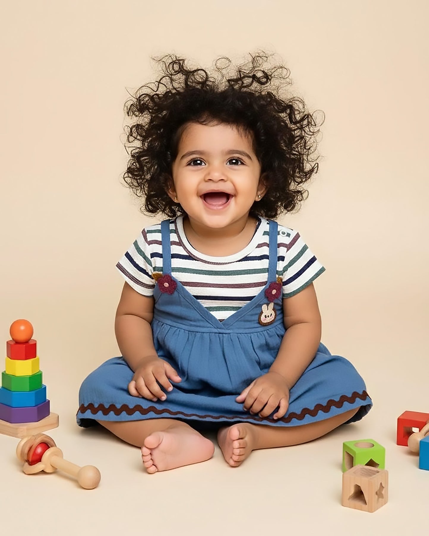 Crinkled Textured Cotton Casual Dress With Bloomer