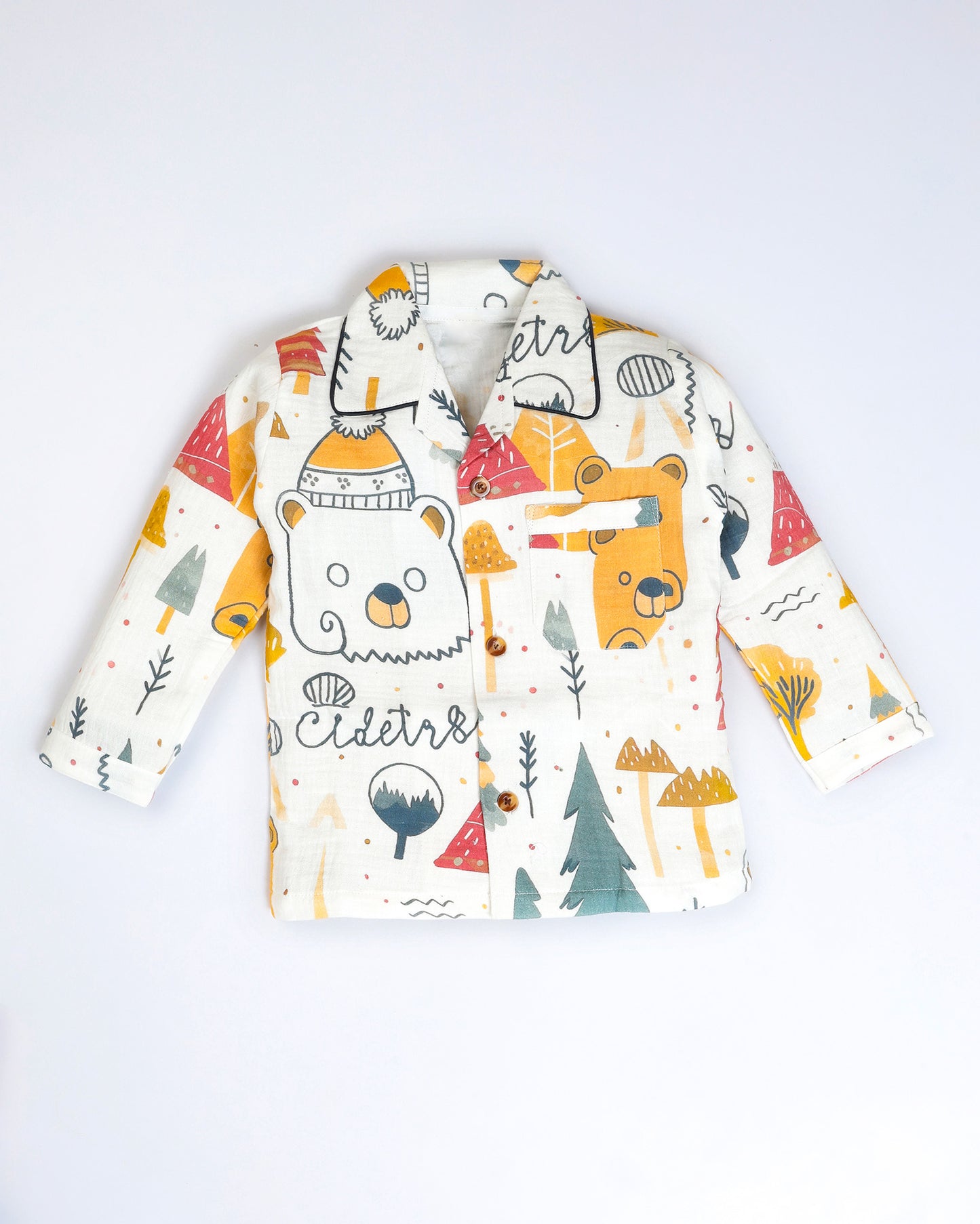 Forest Adventure Printed Crinkled Muslin Night Suit