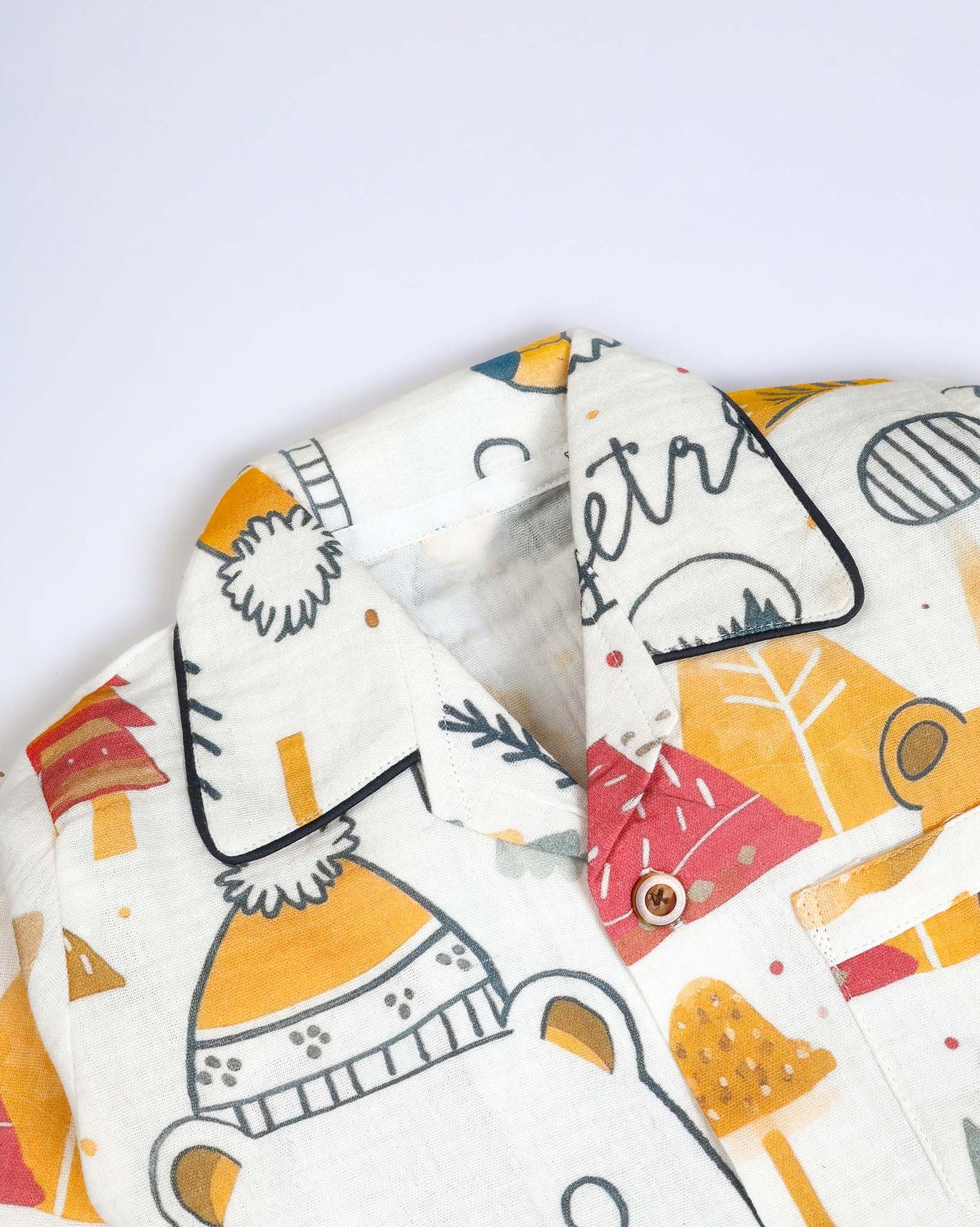 Forest Adventure Printed Crinkled Muslin Night Suit
