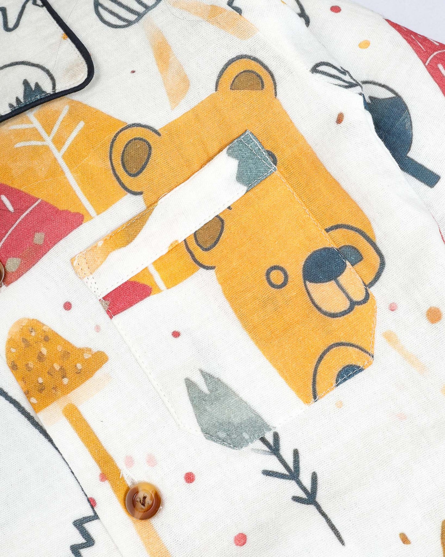 Forest Adventure Printed Crinkled Muslin Night Suit