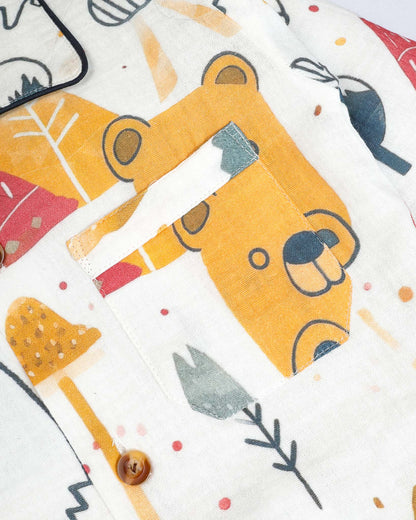 Forest Adventure Printed Crinkled Muslin Night Suit