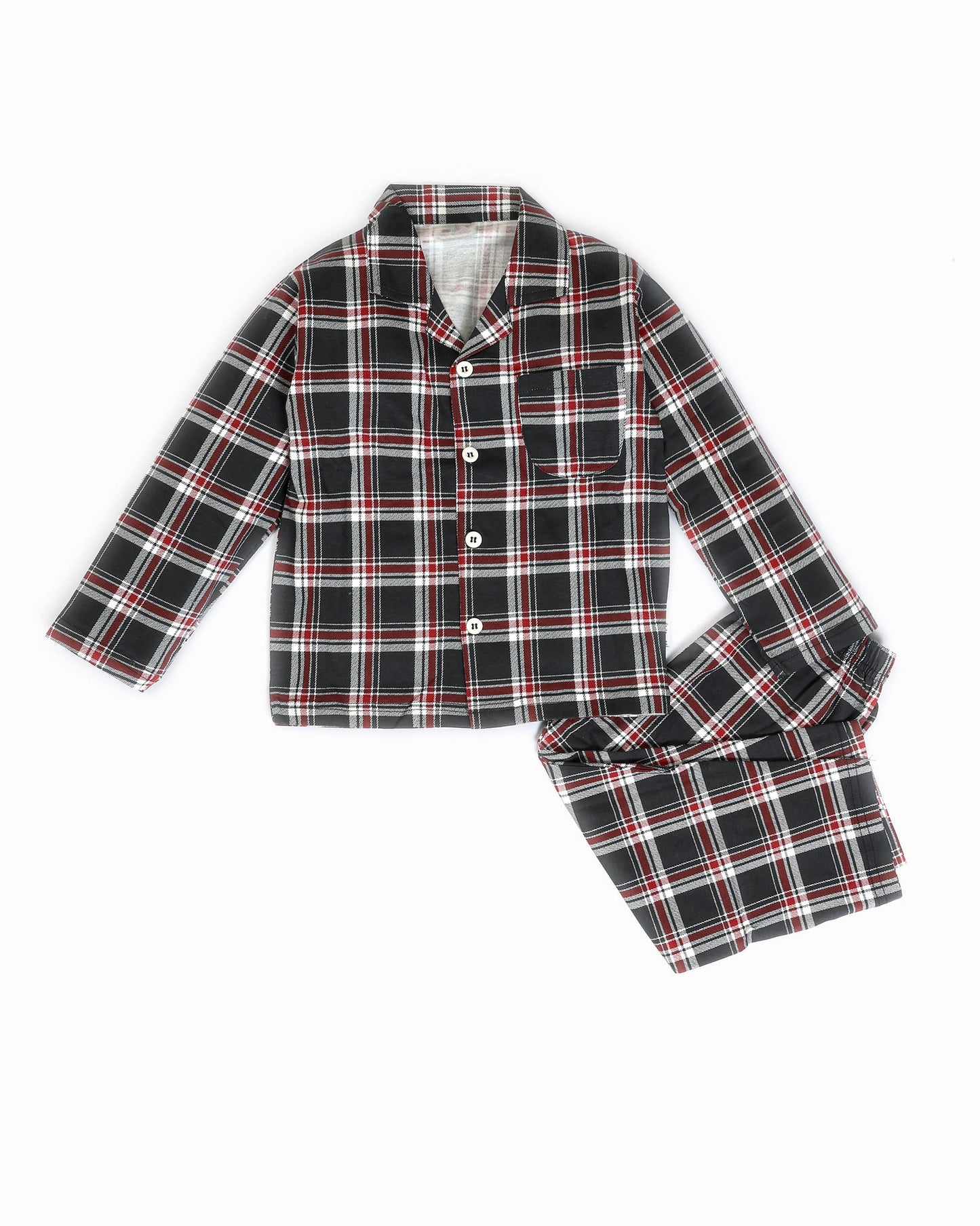 Christmas Night Check Printed Hosiery Night Suit