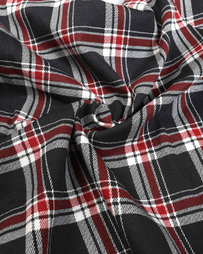 Christmas Night Check Printed Hosiery Night Suit