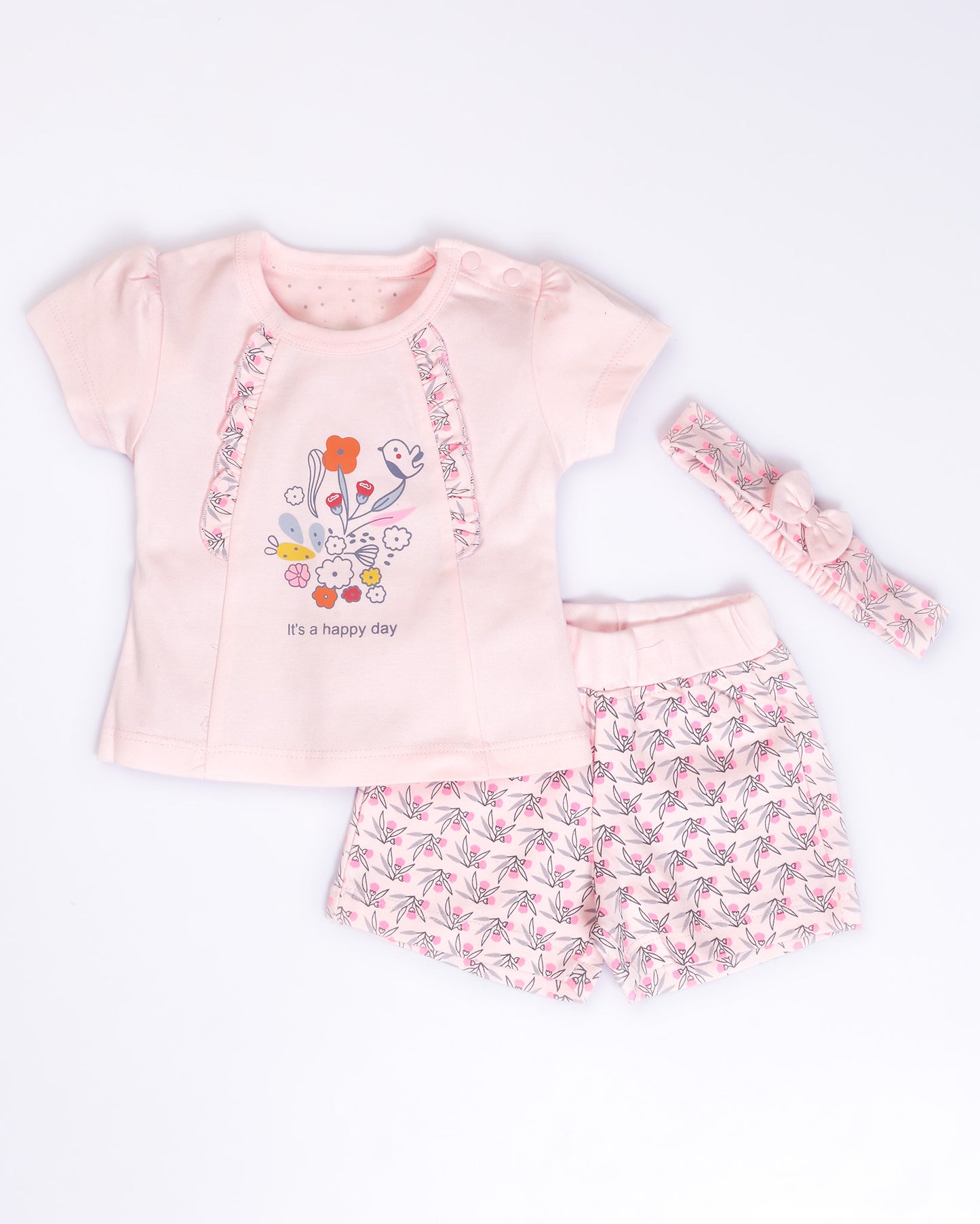 Happy Day Printed Co-ord Set with Headband