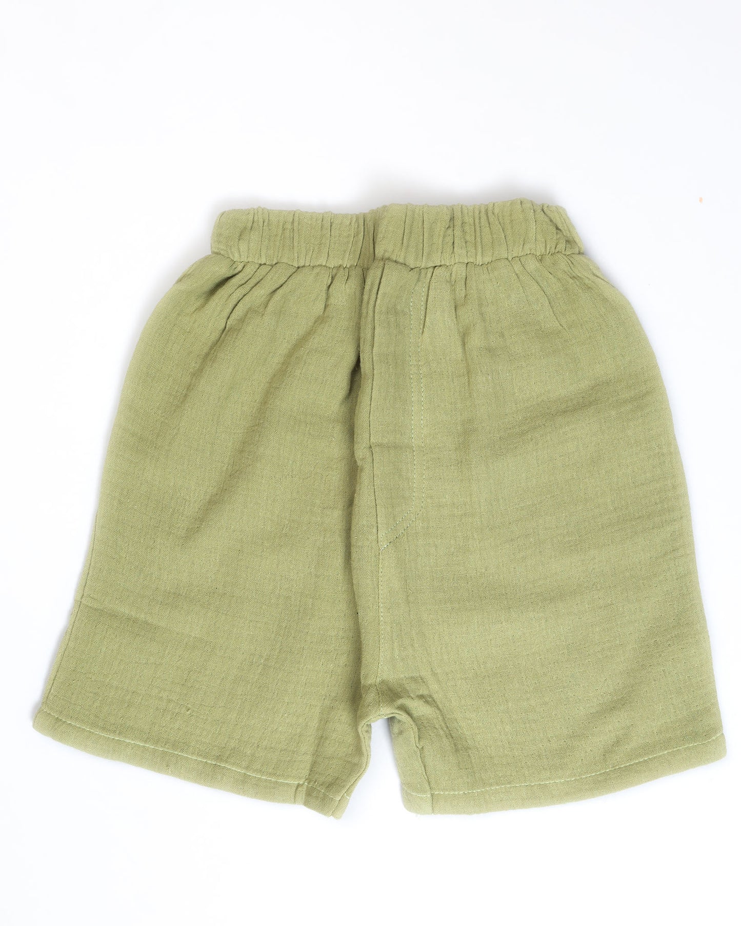 Crinkled Muslin Hooded T-Shirt With Pocket Detail / Shorts