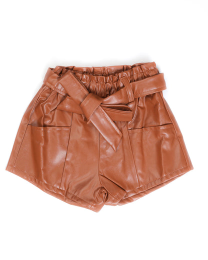 Fur Top & Faux Leather Shorts Co-ord Set