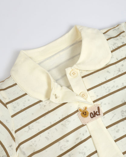 Stripe Printed Tennis Dress with Peter Pan Collar