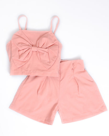 Spaghetti Top with Big Bow Detail & Shorts Set