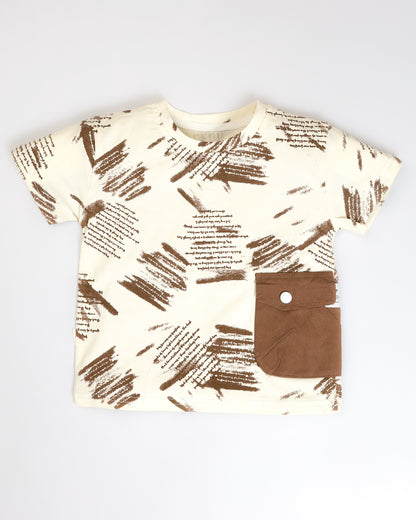 Overall Graphic Printed T-Shirt & Contrasting Shorts Co-ord Set