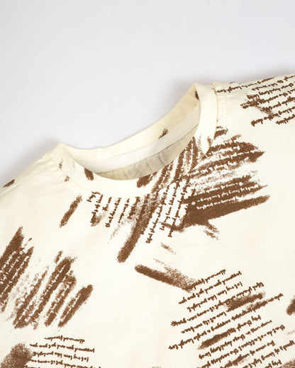 Overall Graphic Printed T-Shirt & Contrasting Shorts Co-ord Set