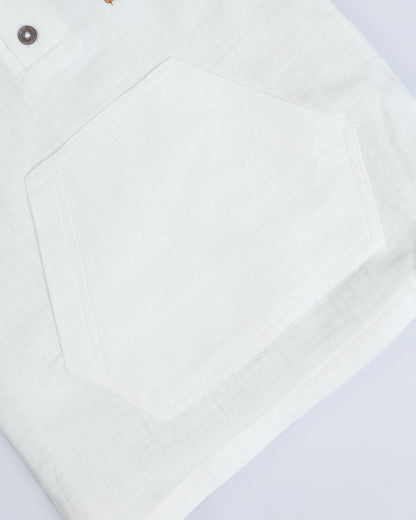 Crinkled Muslin Hooded T-Shirt With Pocket Detail / Shorts