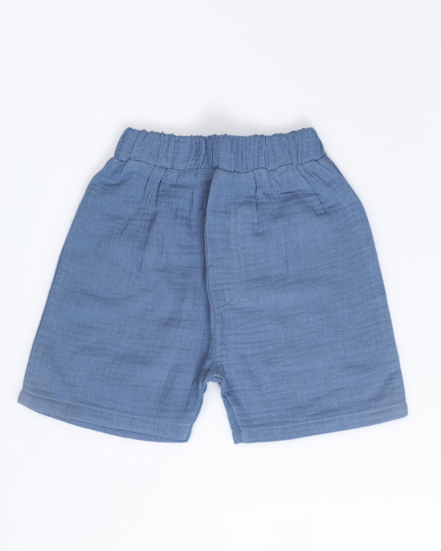 Crinkled Muslin Hooded T-Shirt With Pocket Detail / Shorts