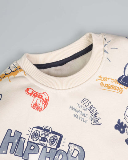 Hip Hop Graffiti Printed Fleeced Co-ord Set