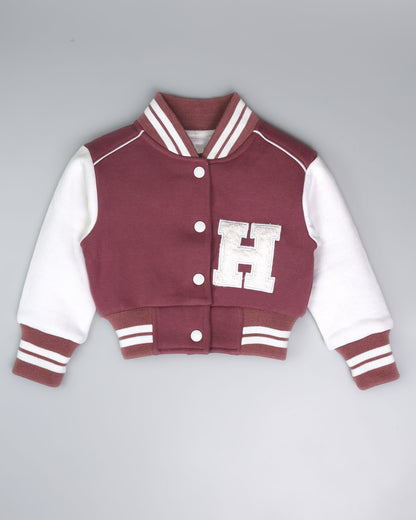 H Appliqued Fleeced Jacket & Skirt Co-ord