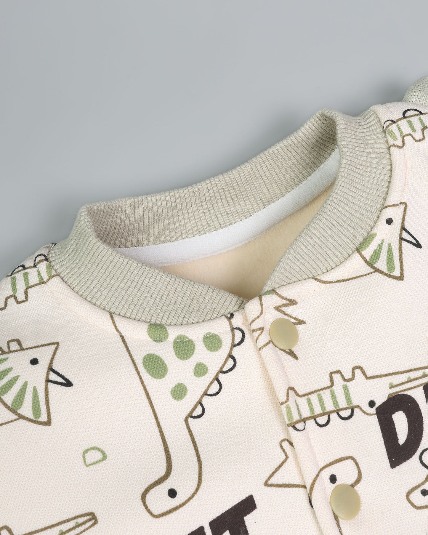 Dino Graffiti Printed Appliqued Baseball Jacket