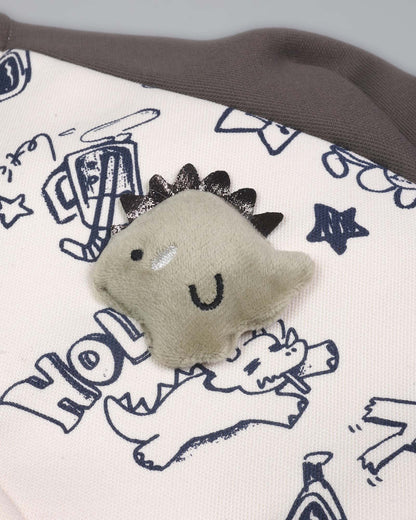 Holiday Graffiti Printed Appliqued Baseball Jacket