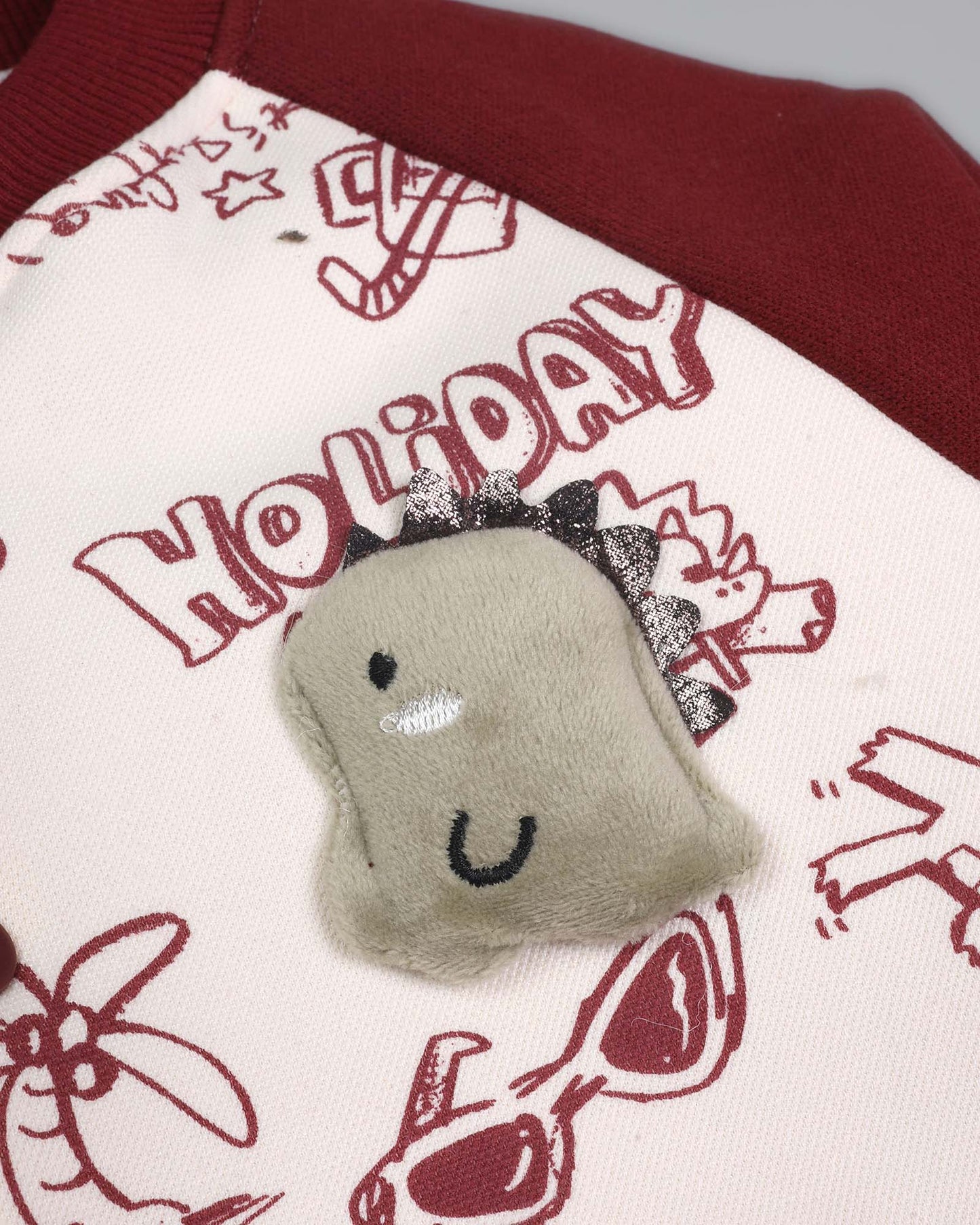 Holiday Graffiti Printed Appliqued Baseball Jacket