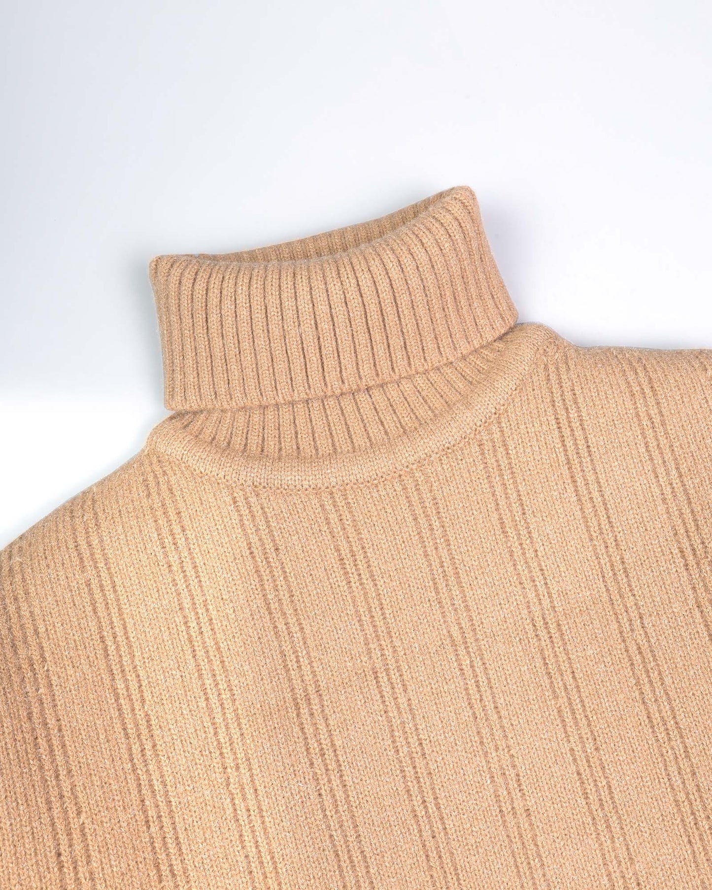 Turtle-Neck Fleeced Textured Sweater