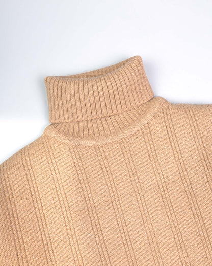 Turtle-Neck Fleeced Textured Sweater