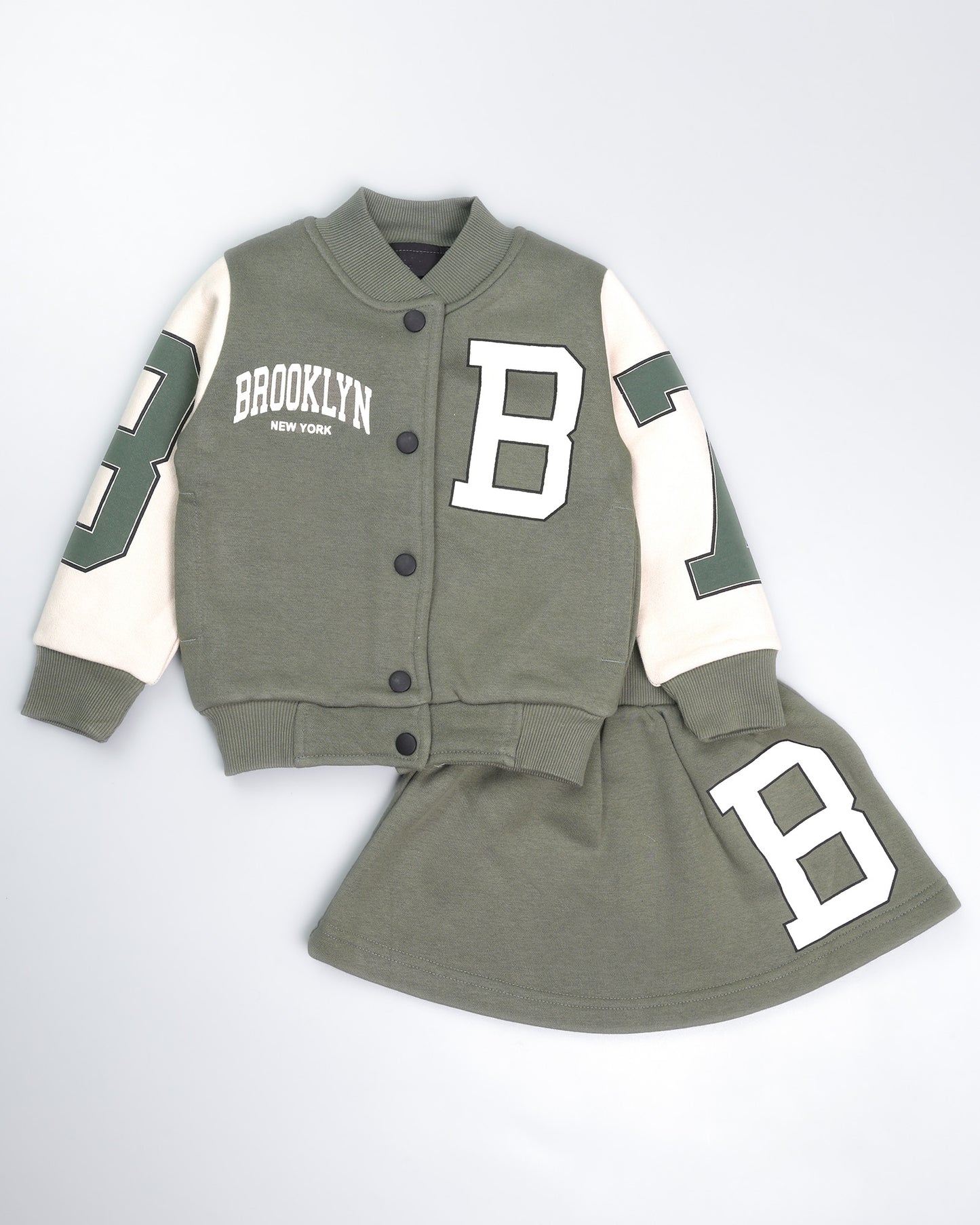 Brooklyn Printed Fleeced Jacket & Skirt Co-ord Set