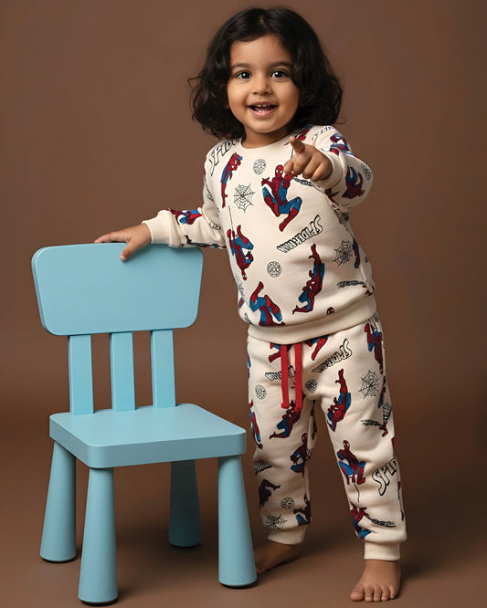 Marvel Spiderman Printed Fleeced Co-ord Set