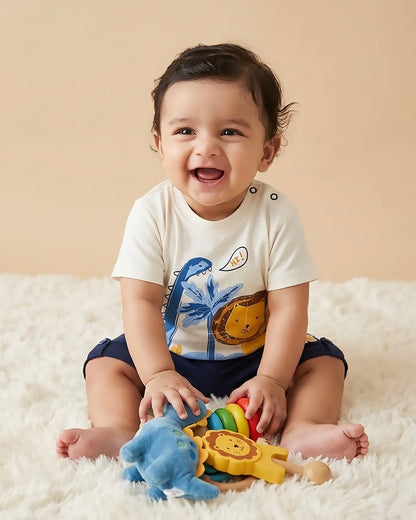 Lion & Dino Safari T-Shirt & Shorts Co-ord Set