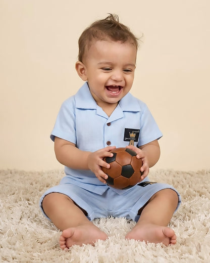 Check Textured Solid Shirt & Shorts Co-ord Set